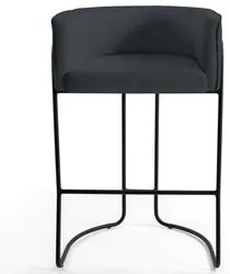 Kit 2 Banquetas Decorativas Base Aço Preto Betina Linho D-465 Chumbo -