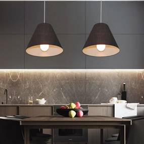 Lustre Pendente Cone Md-4028 Cúpula em Tecido 25/30x12cm Preto - Bivolt
