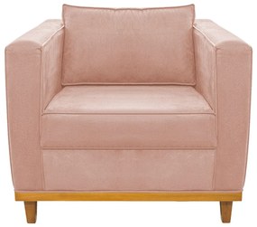Poltrona Decorativa Europa Suede Rosê ADJ Decor