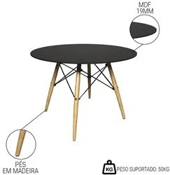 Mesa de Jantar 4 Lugares Redonda 120cm Tampo MDF Pés Eiffel Paris R02