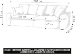 Sofá 4 Lugares Sala Living 280cm Dalton L08 Linho Mescla     - Mpozena