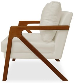Poltrona Decorativa Amber Base De Madeira Veludo Bege