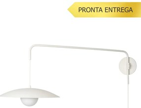 Arandela Zen 40X99,2X43,3Cm 1Xg9 Braço Haste E Cúpula Alumínio E Globo... (BT - Branco Texturizado)
