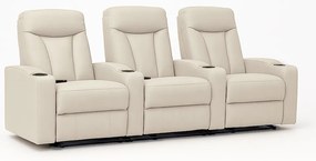 Poltrona 3 Lugares Sala de Estar e Cinema Califórnia Manual Porta Copos Reclinável PU Bege G94 - Gran Belo
