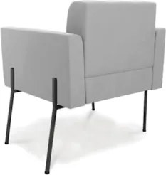 Poltrona Para Sala Pé Metal Preto Kit 2 Ana Suede Cinza - Ibiza