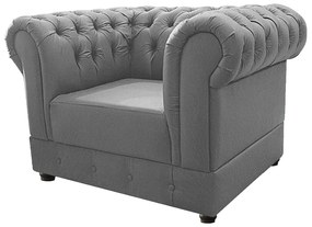 Kit Poltrona e Namoradeira Chesterfield Ana Suede Cinza - ADJ Decor