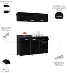 Armário de Cozinha CP01 Com Tampo 120cm Classic Z46 Preto - Mpozenato