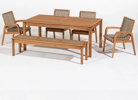 Conj. Trama Mesa 7 Lugares Jatobá Corda Rami 180cm - 78606 Sun House