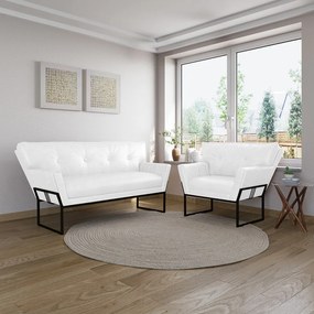 Namoradeira e Poltrona Industrial Pto Anitta Sintético PU D03 - D'Rossi - Branco