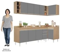 Armário de Cozinha Modulado de Canto Esquerdo 5 Peças CP53 Balcão com