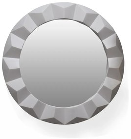Espelho Decorativo Redondo Com Moldura de Plastíco 3d Branco 55x55 Cm Indo Decor - D'Rossi