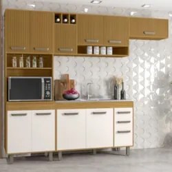 Cozinha Compacta Pia 120cm Emily Freijó/Ripado/Off Acetinado Z44 - Mpo