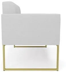 Sofá Namoradeira Base Industrial Dourado Ana Linho Cinza - Ibiza