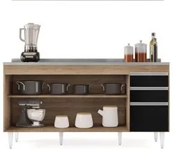 Balcão Gabinete com Pia Inox 160cm Arkansas Castanho/Preto – Lumil