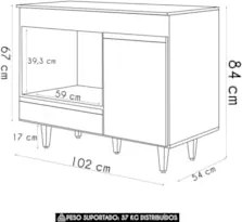 Balcão de Cozinha 102cm Para Cooktop Georgia Cinza Claro    - Lumil
