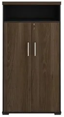 Armário Alto para Escritório 89cm Tamburato A06 Marrom/Preto - Mpozena