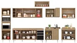 Armário de Cozinha Modulada de Canto 9 Peças CP04 Balcão Castanho/Pret