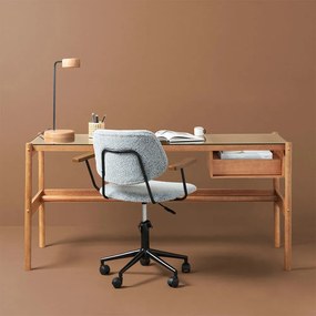 Conjunto Office - Escrivaninha Arp Nozes com Tampo Vidro Incolor 1,60m + Cadeira de Escritório Collin Cinza