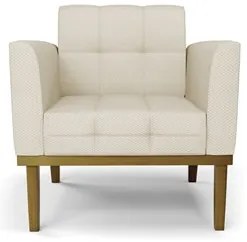 Poltrona Base Madeira Castanho Kit 2 Ana Veludo Luxo Off White - Ibiza