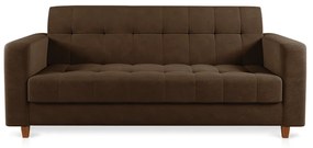 Sofá 03 Lugares Arezzo Suede Pés Chanfrado Castanho D01 - D'Rossi - Marrom