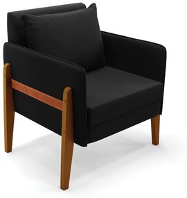 Poltrona Lana Suede Base de Madeira - D'Rossi - Preto