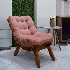 Poltrona Decorativa Costela Veludo Rosê