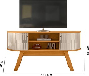 Rack TV 55 Pol 136cm Bancada para Sala Rylan M20 - D'Rossi - Cinamomo e Off White