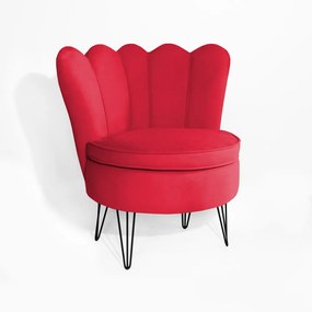 Conjunto 2 Poltrona Dália Pés Hairpin Legs Bronze Veludo Vermelho