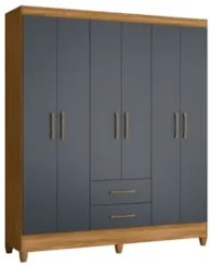 Guarda Roupa Casal 6 Portas 2 Gavetas 153cm Paraná Z17 Freijó/Cinza -