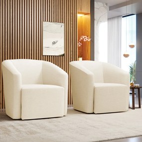 Poltrona Decorativa Base Giratória Kit 2 Stella Max Linho D03 - D'Rossi - A19 Bege