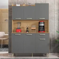 Armário de Cozinha Compacta 121cm Pádua Z06 Freijó/Gris - Mpozenato