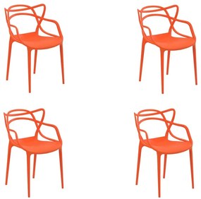 Kit 4 Cadeiras Decorativas Sala e Cozinha Feliti (PP) Laranja G56 - Gran Belo