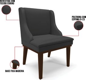 Cadeira de Jantar Liz Corino Base Fixa Madeira Tabaco D03 - D'Rossi - Preto