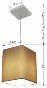 Lustre Pendente Quadrado Md-4007 Cúpula em Tecido 25/16x16cm Palha - Bivolt