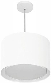 Lustre Pendente Cilíndrico Duplo Md-4286 Cúpula em Tecido 40x30cm Branco - Bivolt