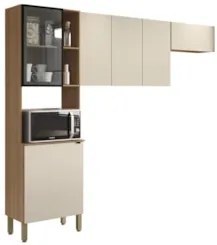 Armário de Cozinha Compacta 251cm Laura Plus Soft/Freijó Z06 - Mpozena