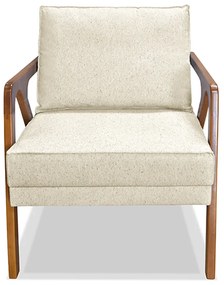 Poltrona Decorativa De Luxo Frida Linho Rústico Natural G63 - Gran Belo