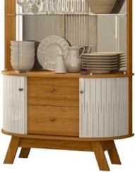 Cristaleira de Vidro Com LED Eva 90cm Z10 Off/Cinamomo - Mpozenato