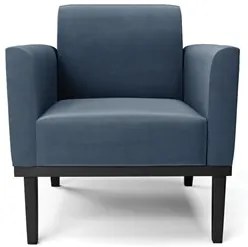 Poltrona Base Madeira Preto Kit 2 Maressa Suede Azul Marinho - Ibiza