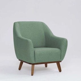 Poltrona Decorativa Pauline D07 Base Madeira Linho Mescla Verde D07 - D'Rossi