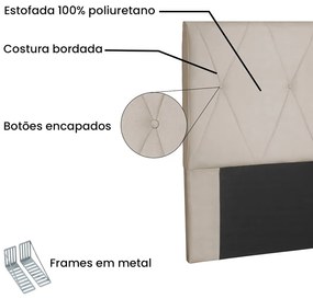 Cabeceira Cama Box Casal 140cm Aquilla Veludo Bege - Sheep Estofados - Bege