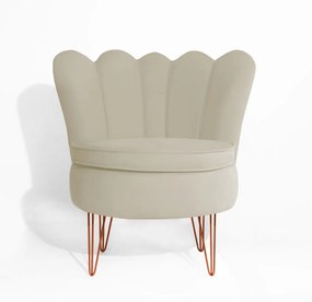 Conjunto 2 Poltrona Dália Pés Hairpin Legs Bronze Veludo Bege