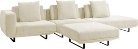 Sofá Modulado Sala de Estar Carmen 472cm Pés de Ferro Linho Rústico Off White G92 - Gran Belo