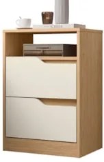 Mesa de Cabeceira 2 Gavetas Sole Flex Freijó/Off White - Albatroz