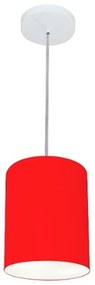 Lustre Pendente Cilíndrico Md-4012 Cúpula em Tecido 18x25cm Vermelho - Bivolt