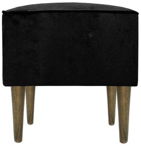 Puff Quadrado Milão Sigma em Suede com Pés Palito - Preto