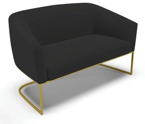 Namoradeira e 2 Poltronas Industrial Dourado Stella Veludo D03 - D'Rossi - Preto