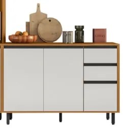 Armário de Cozinha CP01 180cm Nala Freijó UV/Off Acetinado Z44 - Mpoze