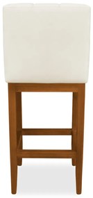 Banqueta Alta Sueli Base Madeira Maciça Estofada Suede Bege