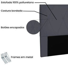 Cabeceira Aquilla Para Cama Box King 195 cm Suede - D'Rossi - Cinza